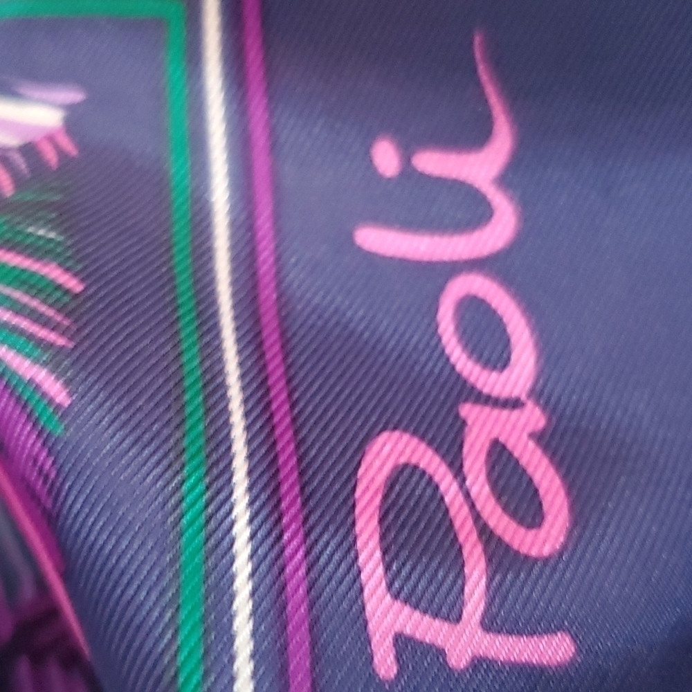 Vintage Paoli blue feather square scarf. Size 27 square. EUC